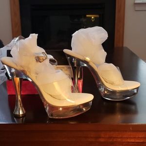 Ellie Shoes C-BROOK 6 Inch Silver Cone Heel Clear
